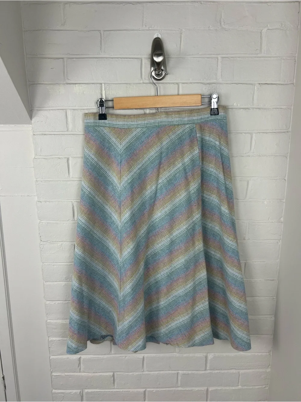 Vintage 70s Ecco Bay Striped Chevron Button Front Skirt